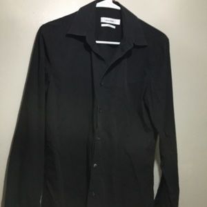 Calvin Klein Black Pinstripe Long Sleeves Shirt